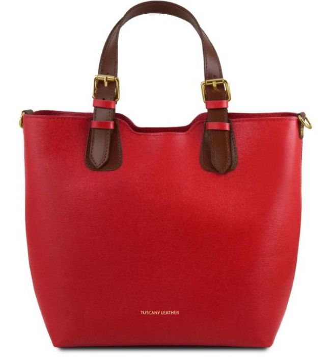 Γυναικεία Τσάντα Δερμάτινη Tuscany Leather TL141696 Κόκκινο lipstick