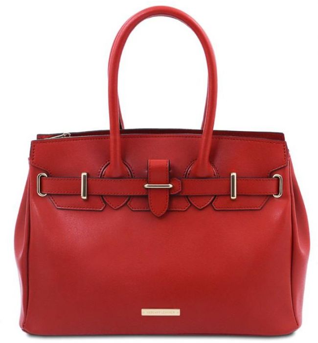 Γυναικεία Τσάντα Δερμάτινη Tuscany Leather TL142174 Κόκκινο lipstick